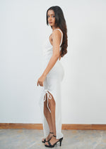 Fashionable Long Dress with Bold Side Slit and Solid Cut