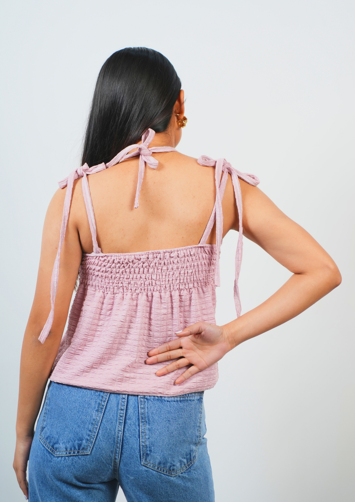 Elegant Top Featuring Knotted Sleeves Detail