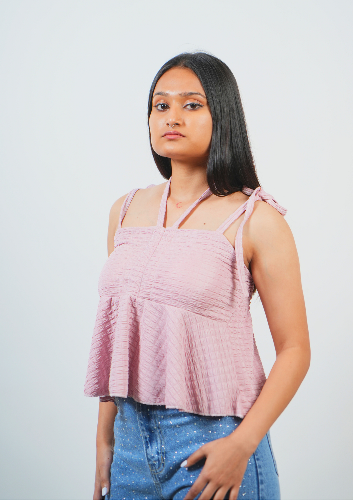 Elegant Top Featuring Knotted Sleeves Detail