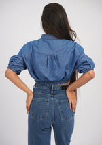 Street Style Front-Knot Denim Crop Top/Shirt