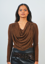 Shimmer Long Sleeve Top with Front Layer Design