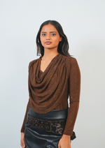 Shimmer Long Sleeve Top with Front Layer Design