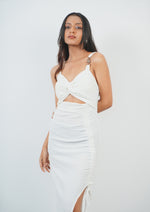 Fashionable Long Dress with Bold Side Slit and Solid Cut