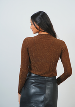 Shimmer Long Sleeve Top with Front Layer Design