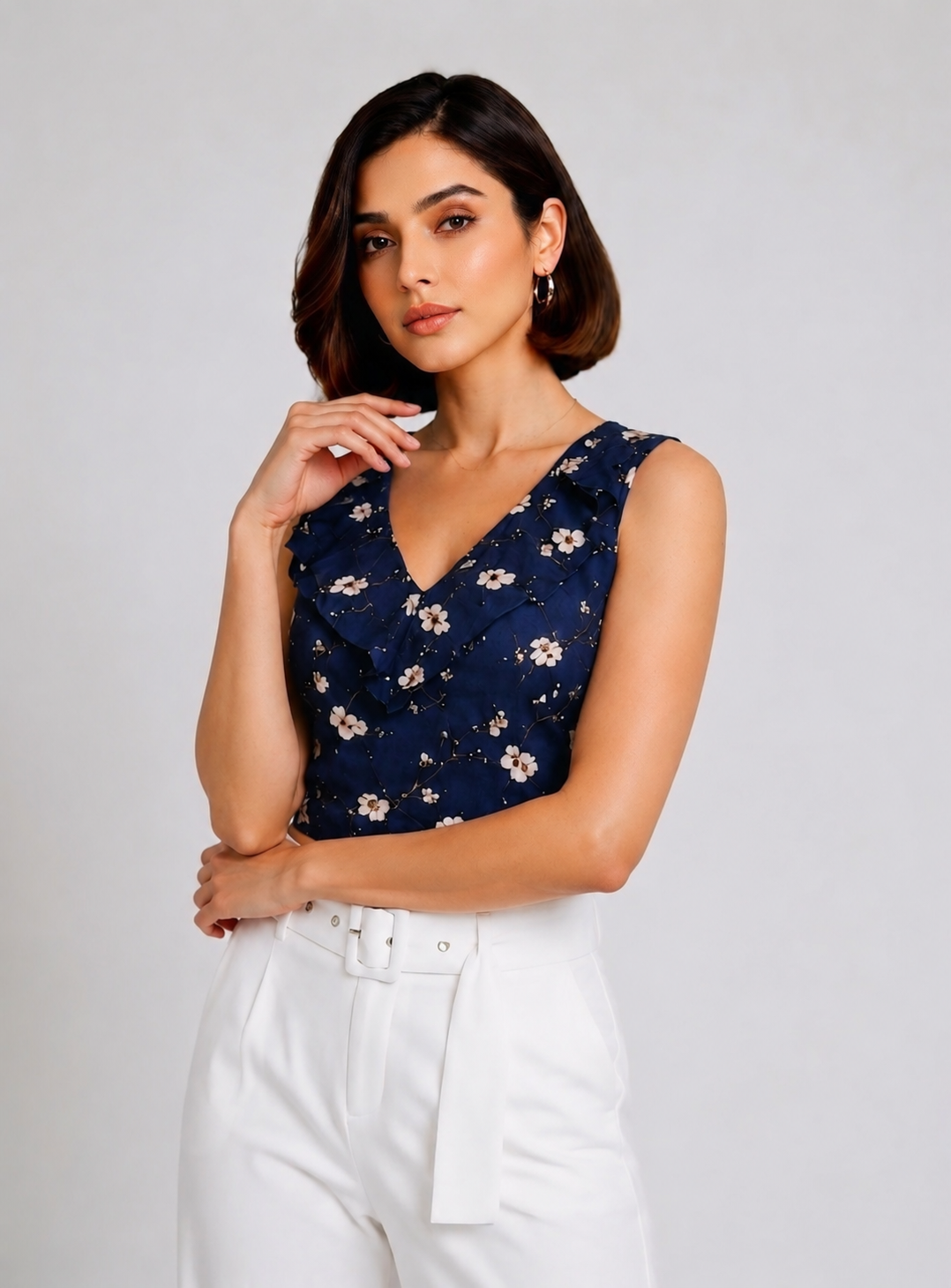 Floral V-Neck Crop Top