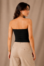 Black Twist Off-Shoulder Crop Top