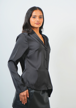 A Perfect Blend of Casual and Formal, with Satin and Padded Shoulders