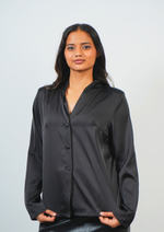 A Perfect Blend of Casual and Formal, with Satin and Padded Shoulders