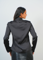 A Perfect Blend of Casual and Formal, with Satin and Padded Shoulders