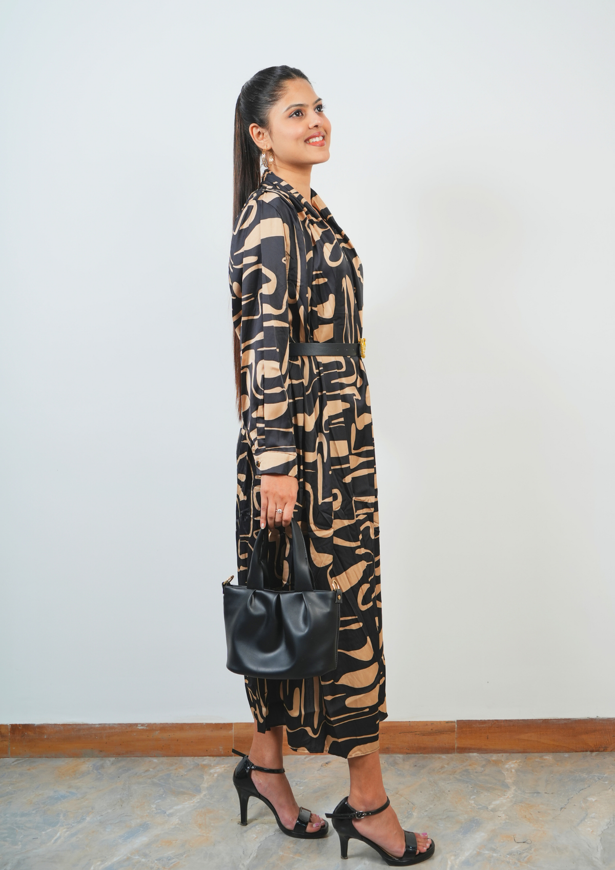 Classy and Elegant, Oversized Satin Dress with a Belt is Pure Luxury