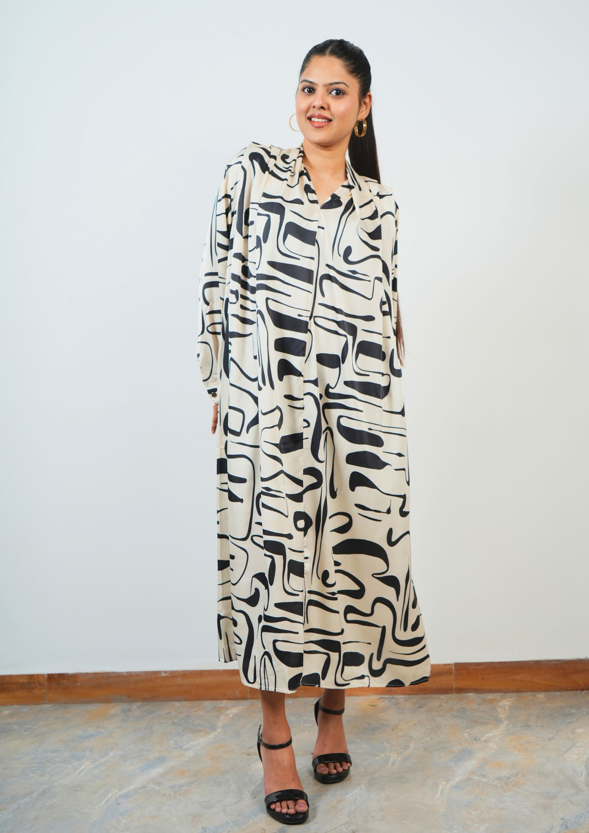 Classy and Elegant, Oversized Satin Dress with a Belt is Pure Luxury