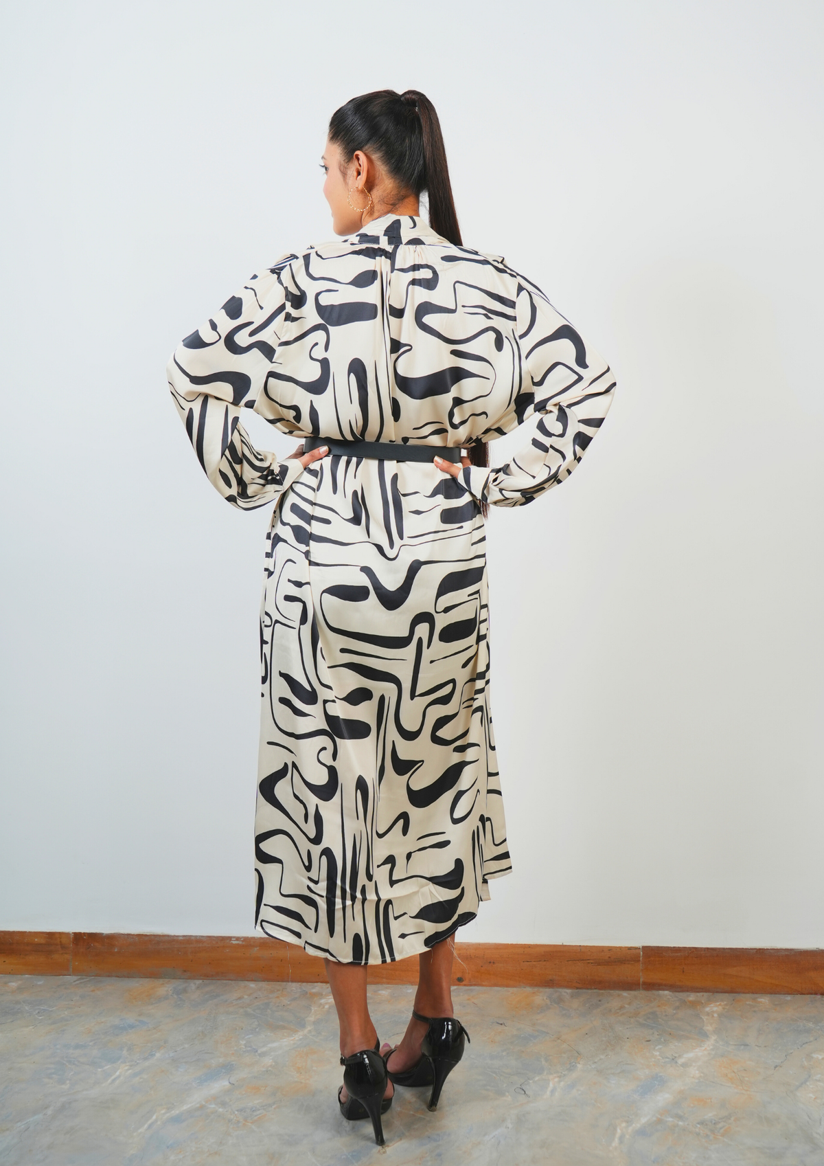 Classy and Elegant, Oversized Satin Dress with a Belt is Pure Luxury