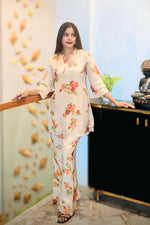 Cream Floral Short Kurti Set