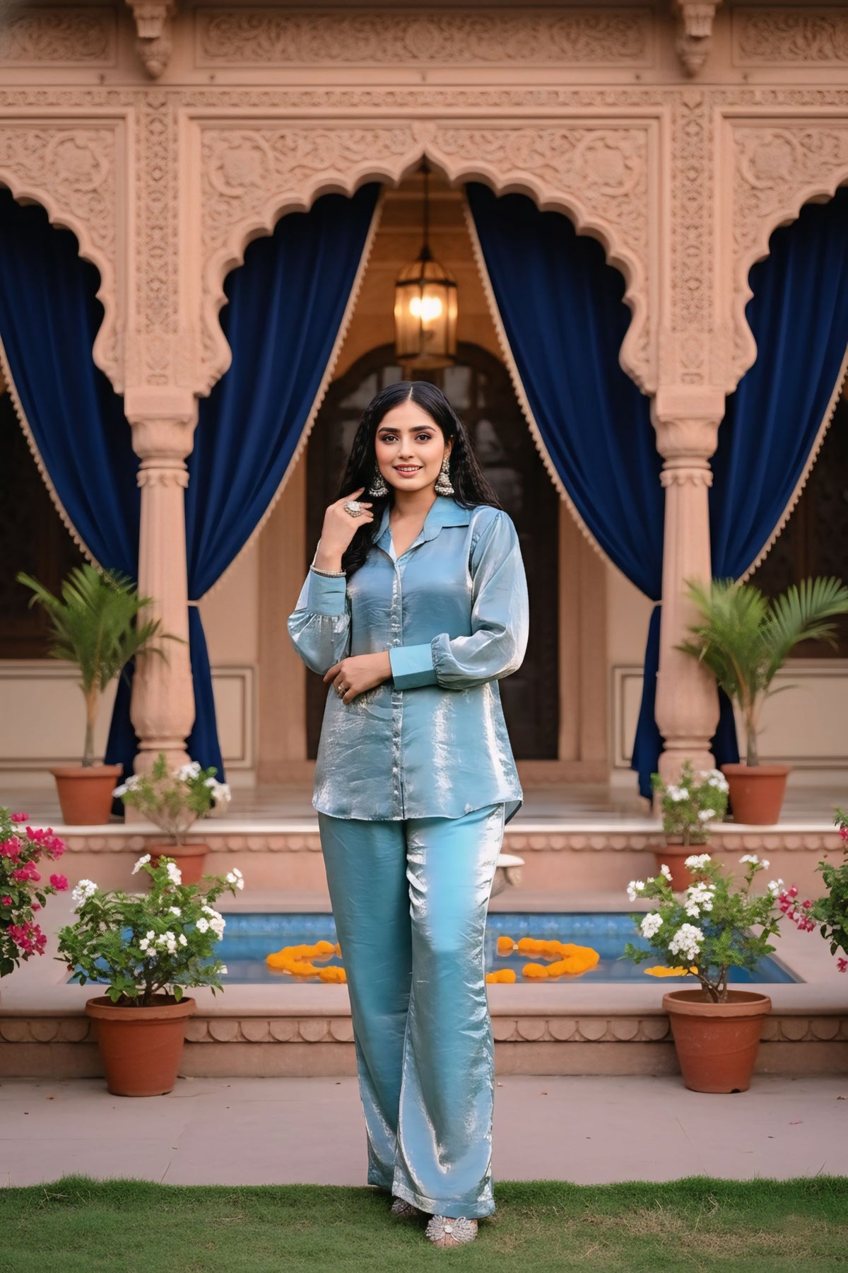 Vibrant Blue Double-Shaded Co-Ord Set