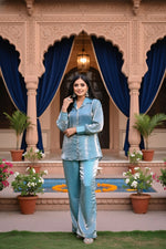 Vibrant Blue Double-Shaded Co-Ord Set