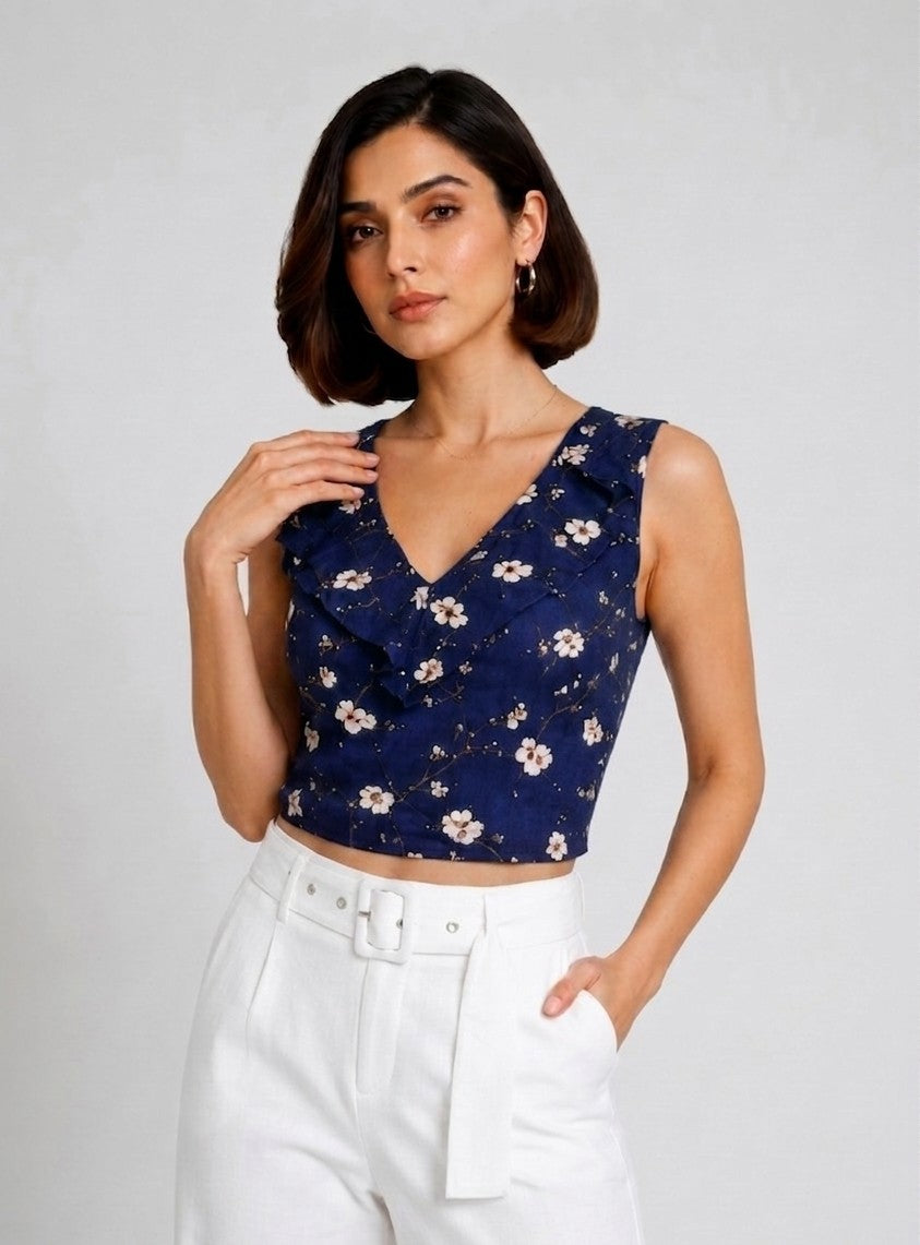 Floral V-Neck Crop Top