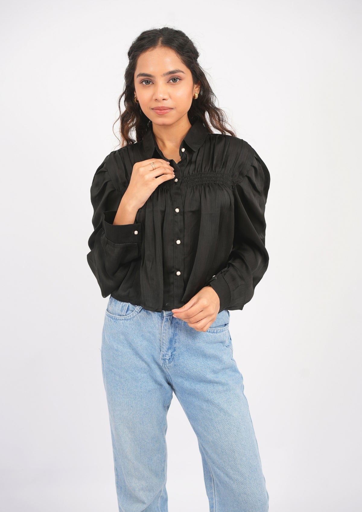 Airy Satin Bliss Full-Sleeve Top