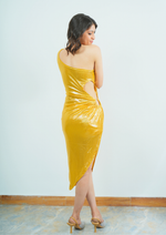 Glamorous Party Wear Dress with Side Cut and Waist Ring Detail