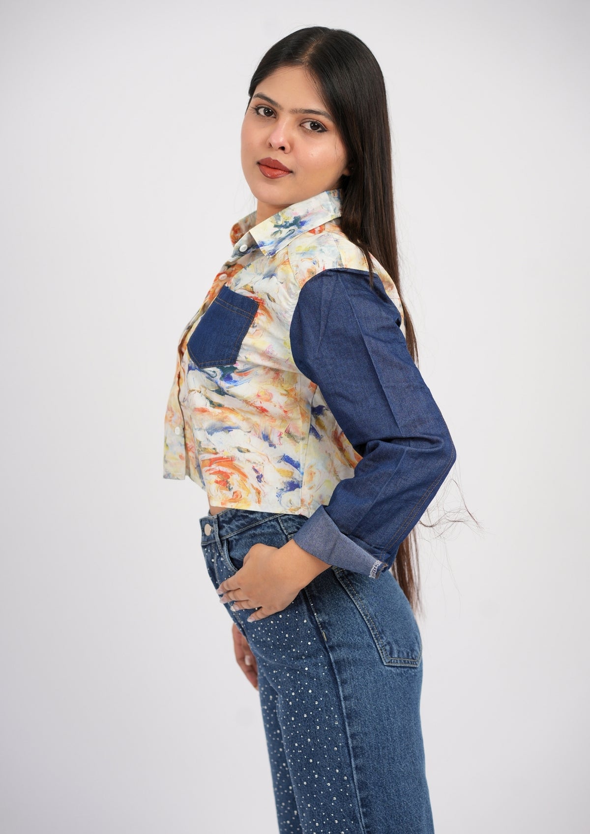 Bloom & Blue Contrast Shirt