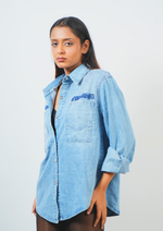 Glam Denim Shirt with Stunning Stone Work Design