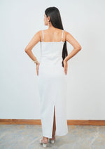 Stunning Long A-Line Evening Dress with Delicate Leaf Feather Accents