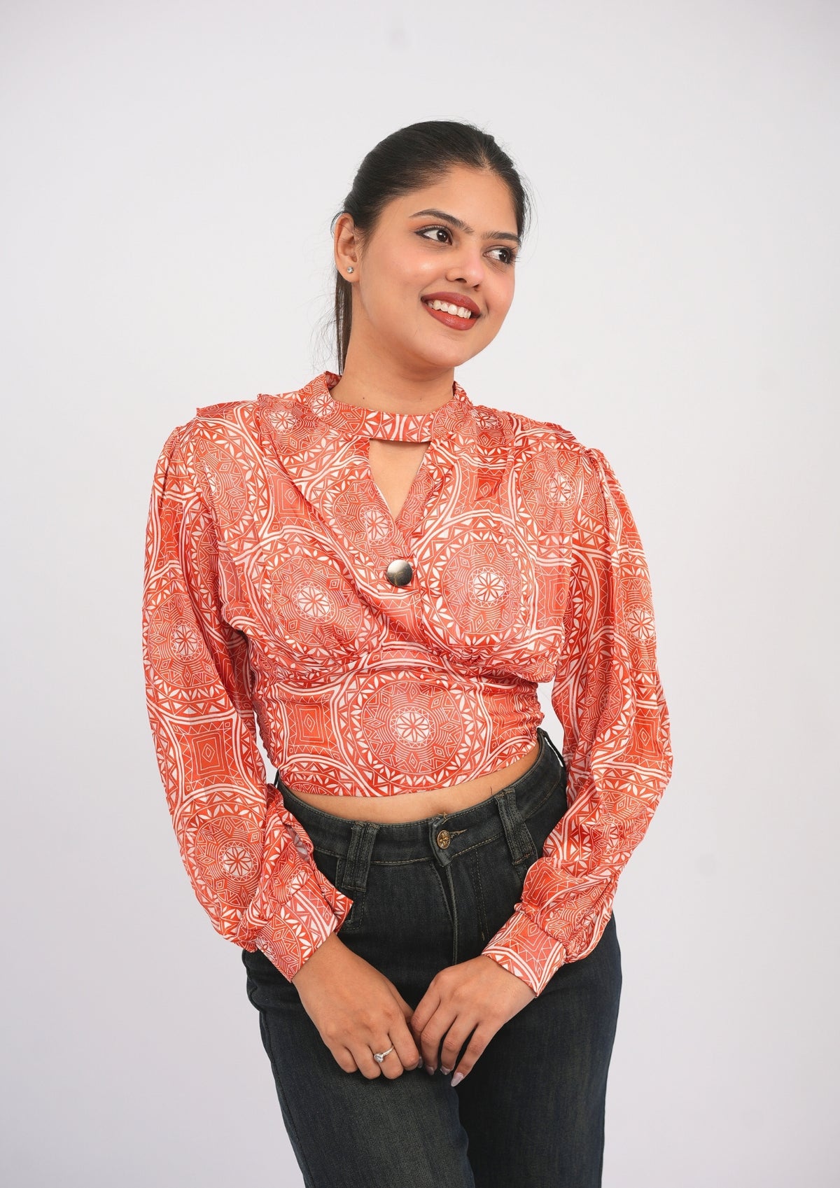 Luxe Fit Printed Satin Stretch Top