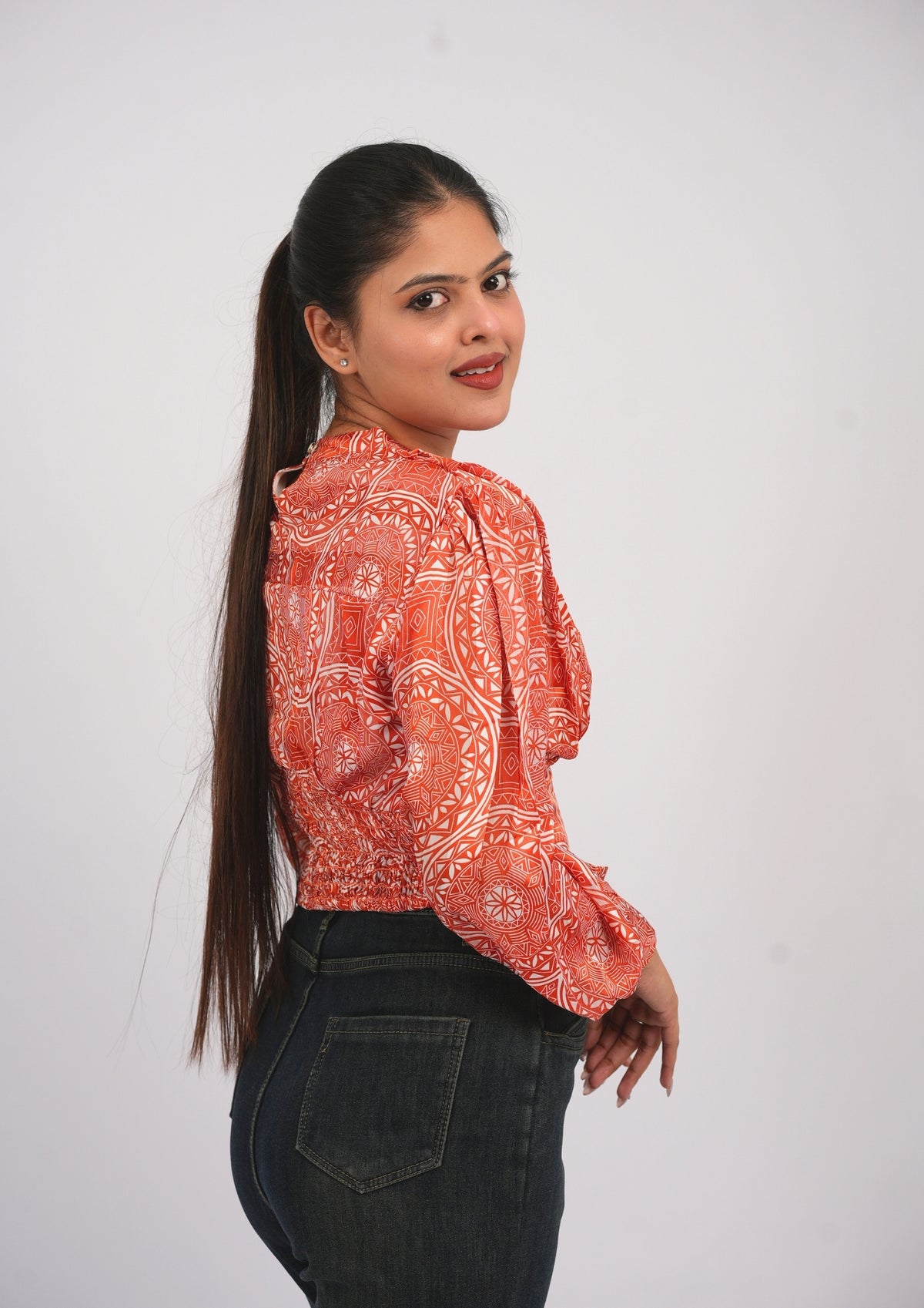 Luxe Fit Printed Satin Stretch Top