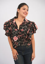 Embroidered Elegance Printed Fusion Top
