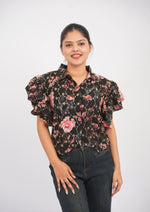 Embroidered Elegance Printed Fusion Top