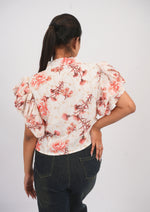 Embroidered Elegance Printed Fusion Top