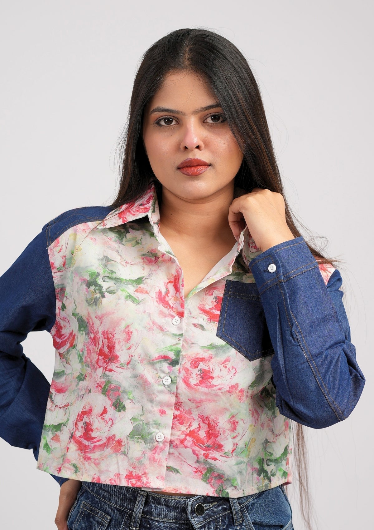 Bloom & Blue Contrast Shirt