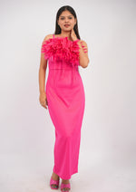 Stunning Long A-Line Evening Dress with Delicate Leaf Feather Accents