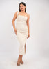 Stylish Backless Midi Dress with a Charming Back Bow Knot