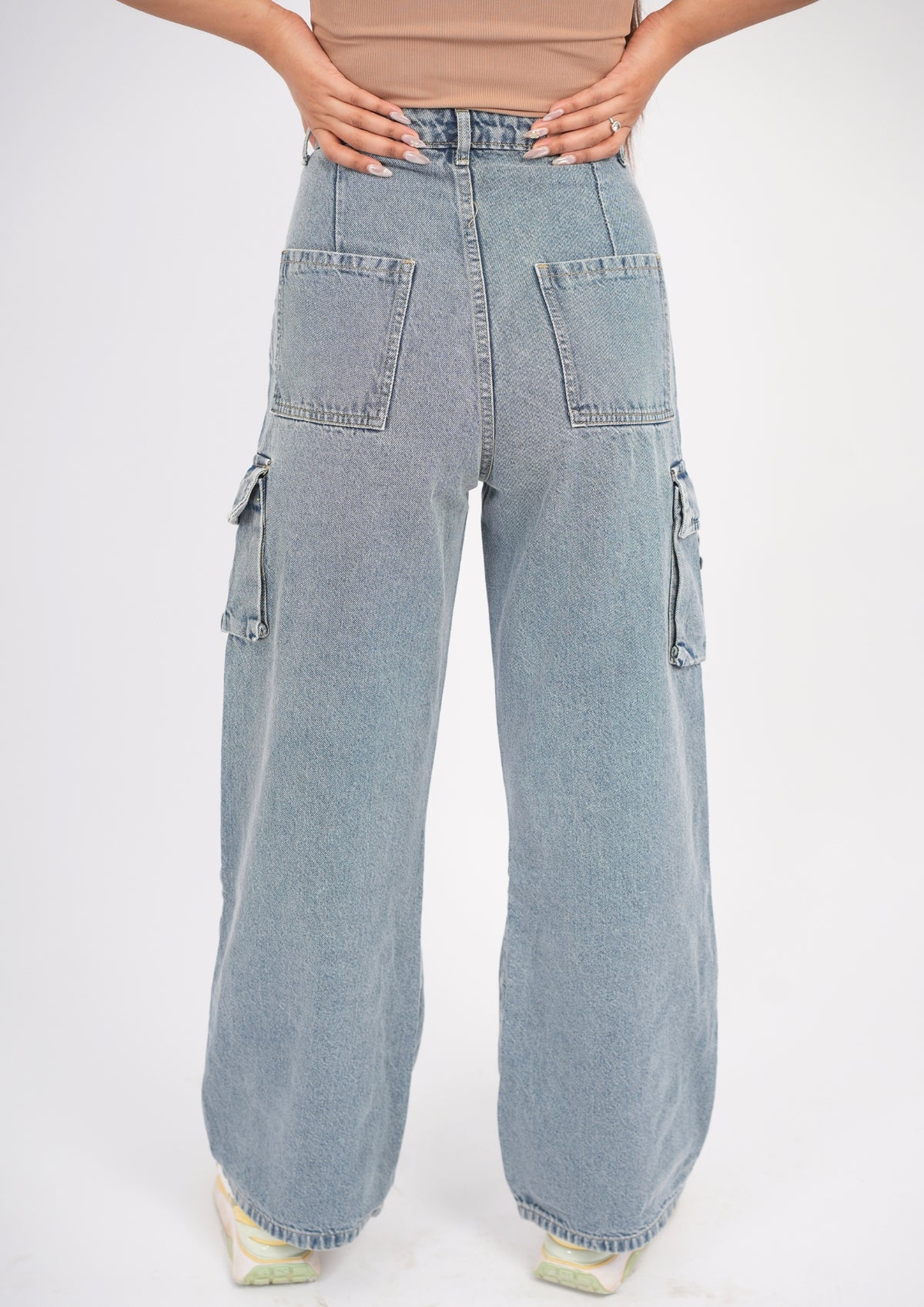 High Waist Cargo 8 Pocket Jeans
