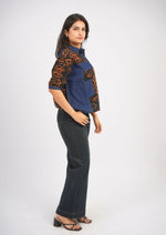 Street Style Oversized Printed Cotton Denim Shirt