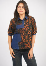 Street Style Oversized Printed Cotton Denim Shirt