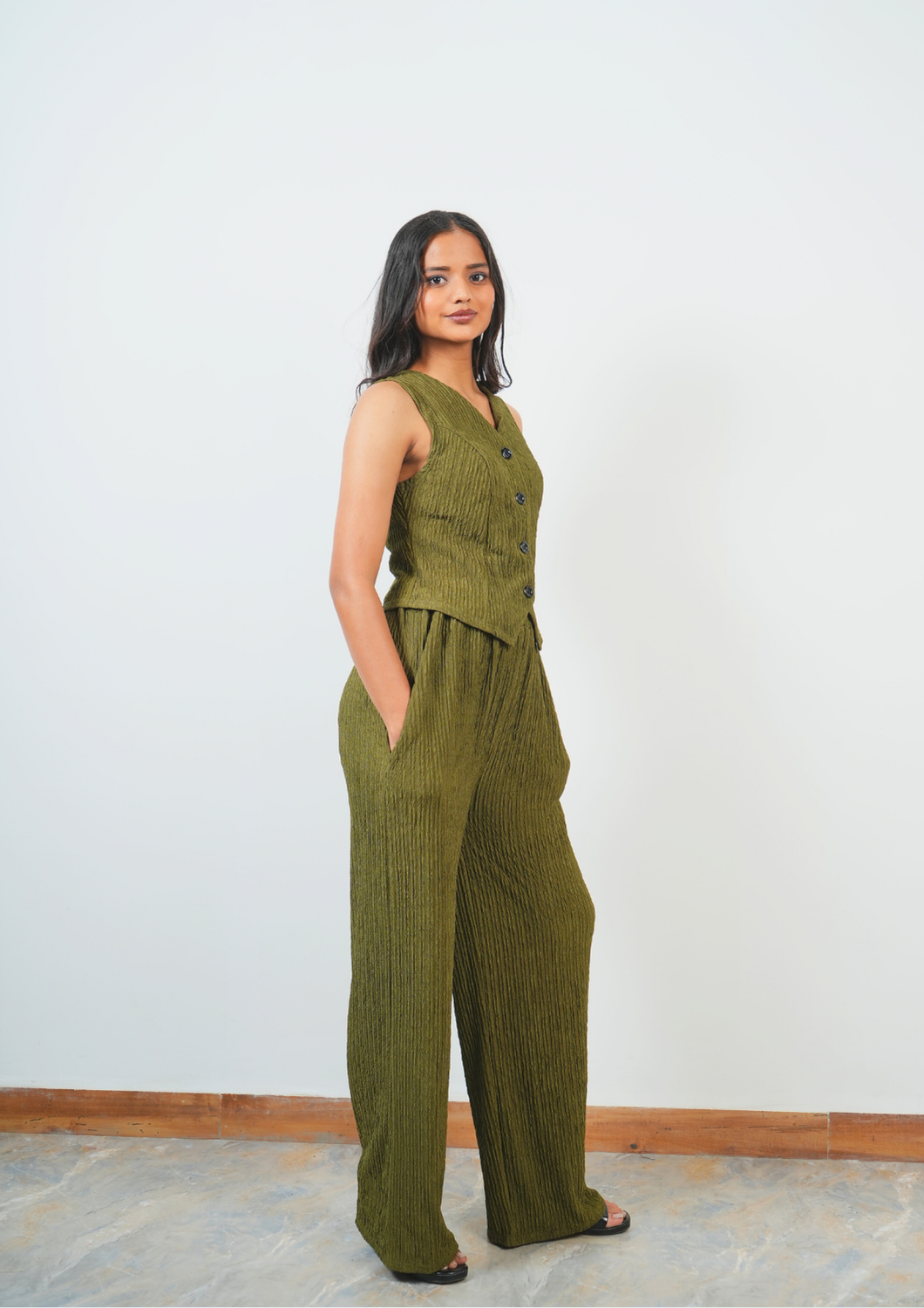 Trendy Waist Crush Two-Piece Set