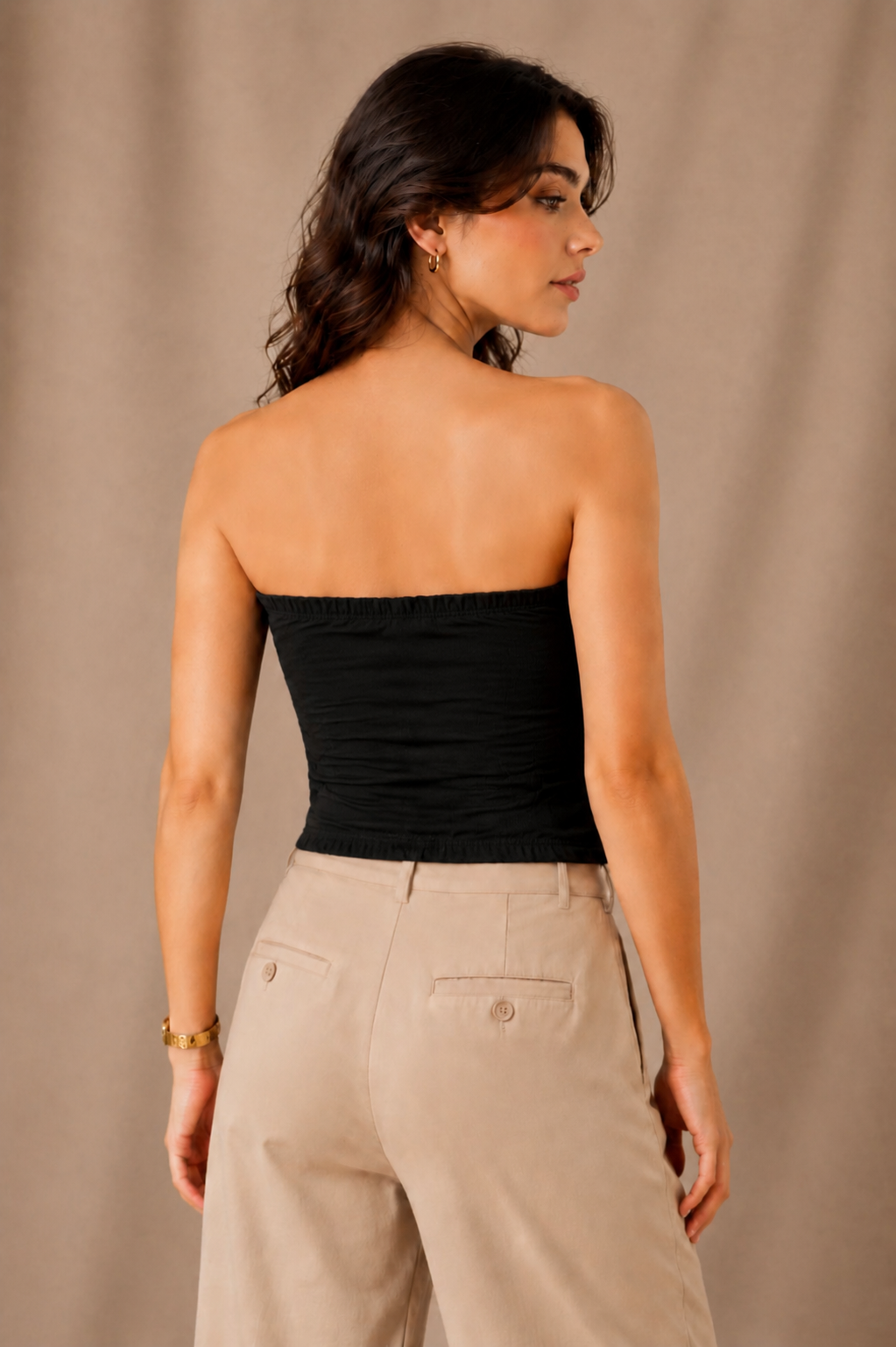 Black Twist Off-Shoulder Crop Top